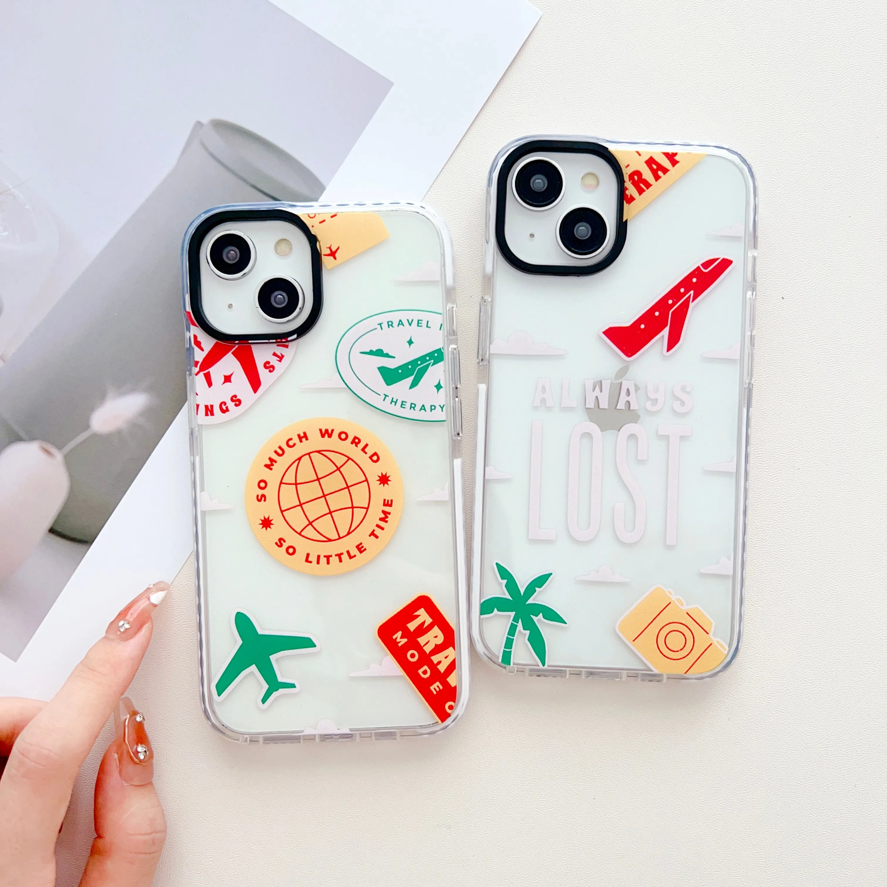 Travel Stickers Designer Impact Proof Silicon Phone Case for iPhone