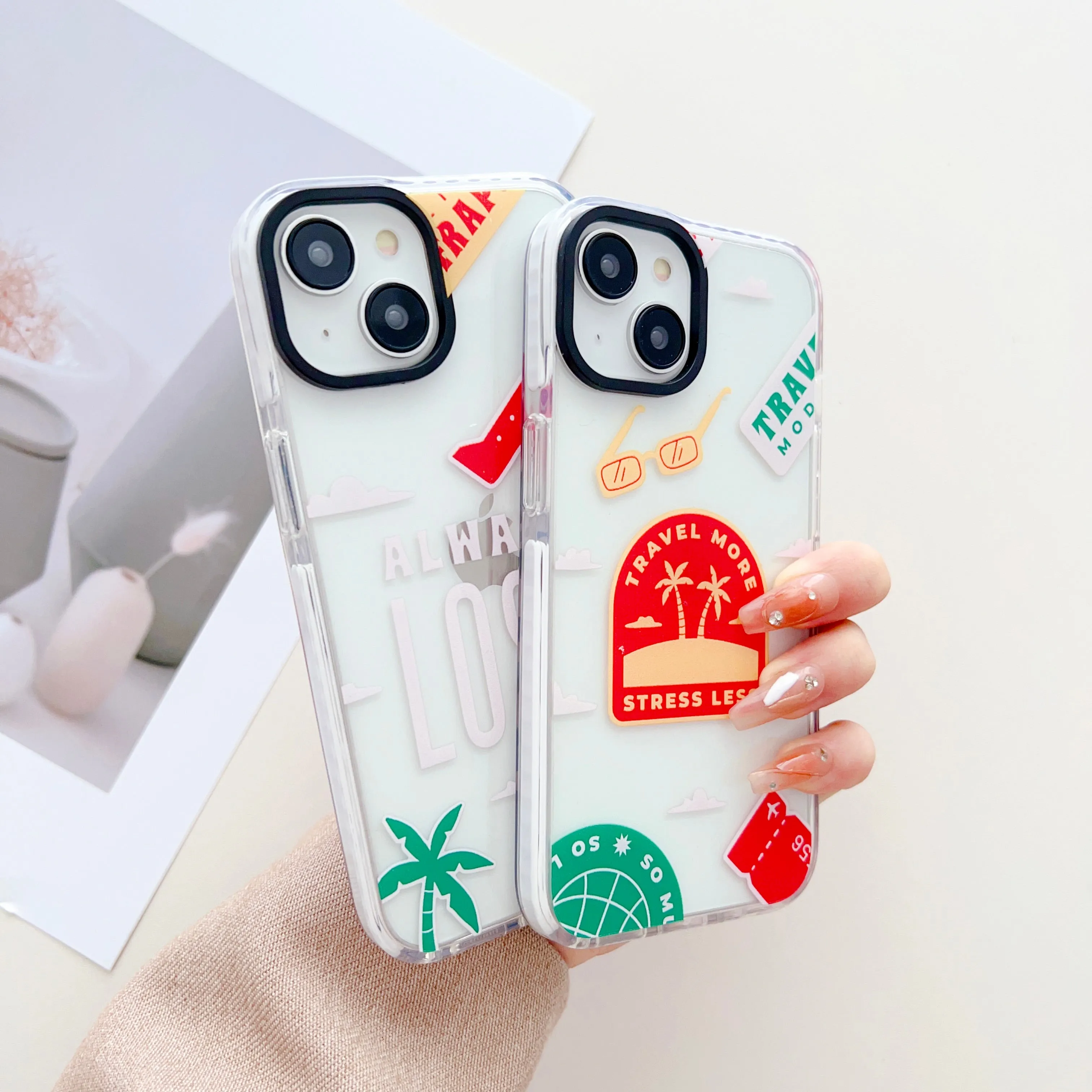 Travel Stickers Designer Impact Proof Silicon Phone Case for iPhone