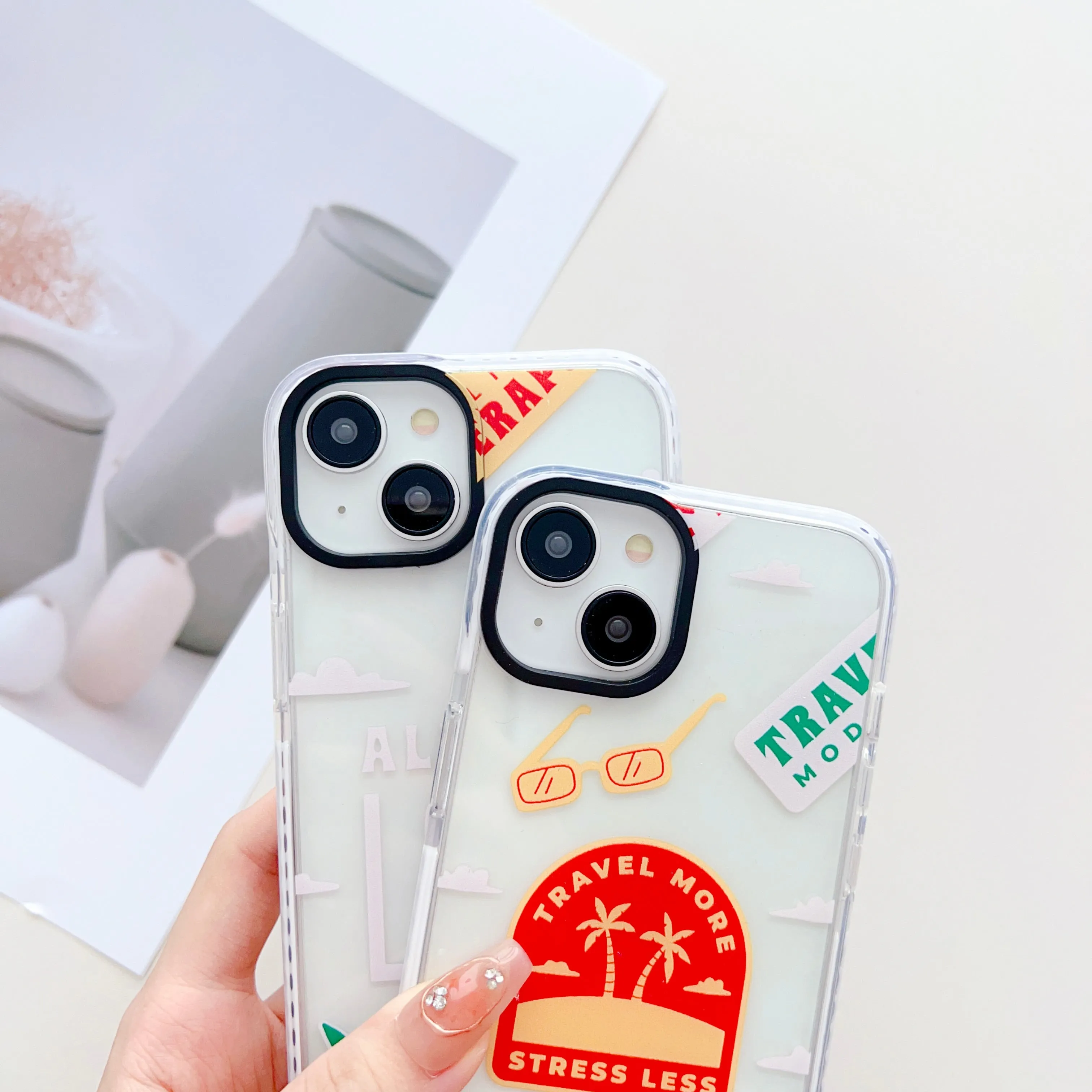 Travel Stickers Designer Impact Proof Silicon Phone Case for iPhone