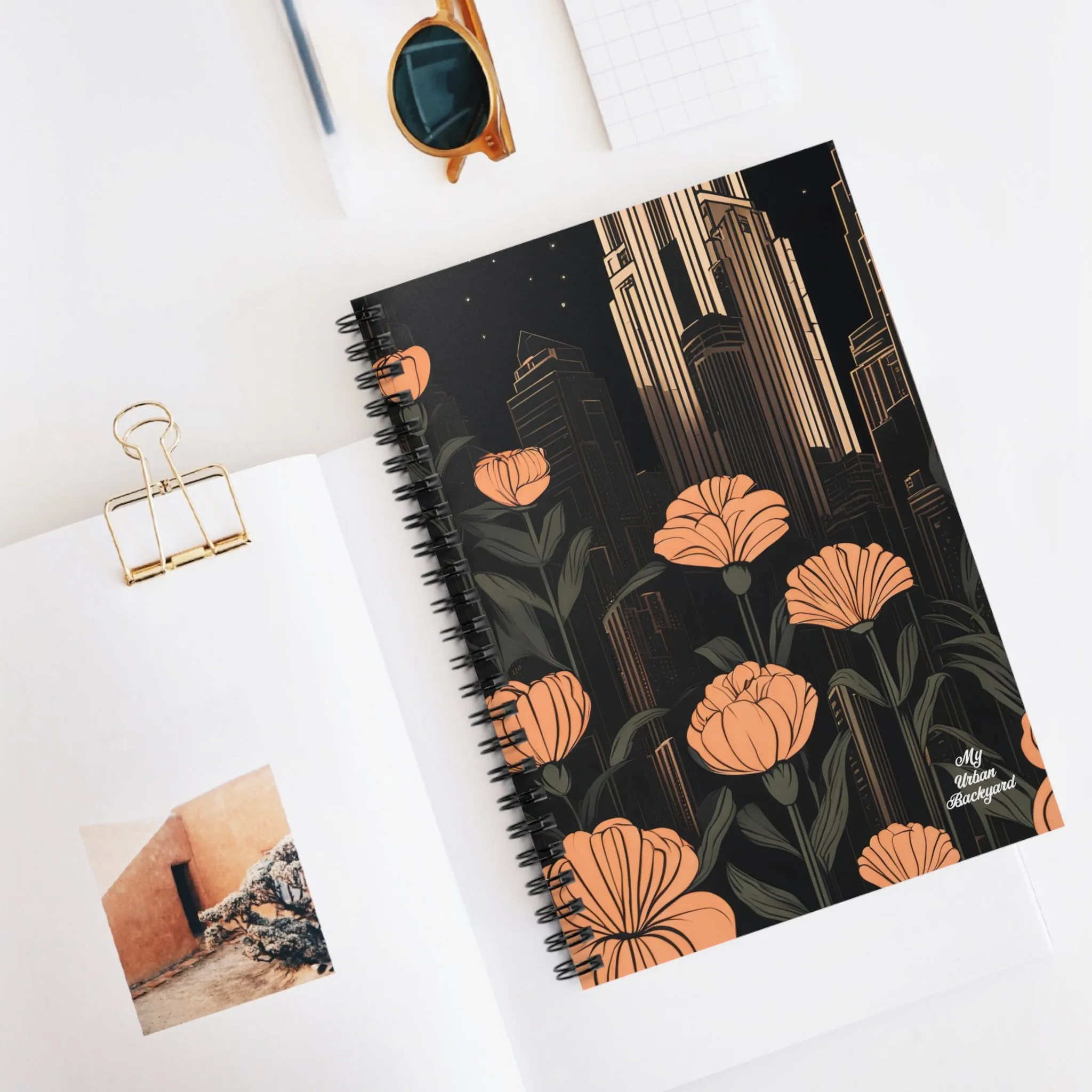 Urban Evening with Flowers, Spiral Notebook Journal - Write in Style