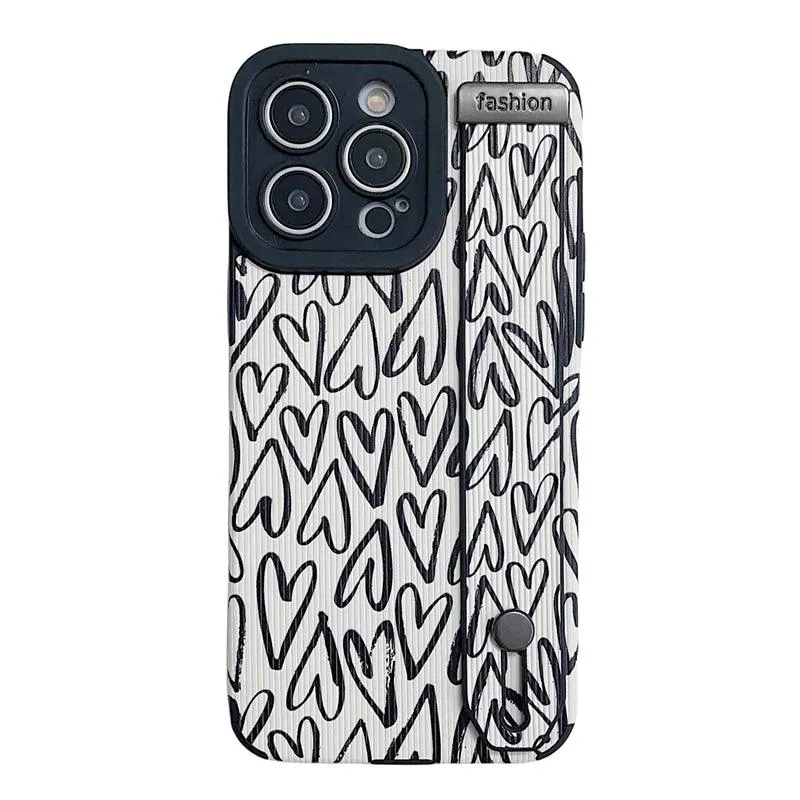 White Cute Graffiti Heart Phone Case for iPhone 14, 13, 12, 11 Pro Max, X, XR, XS Max, 7, 8 Plus, and SE