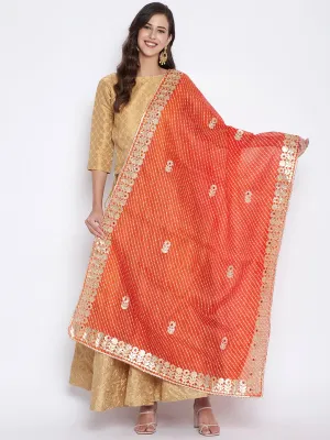 Women Orange Bandhej Dyed Dupatta