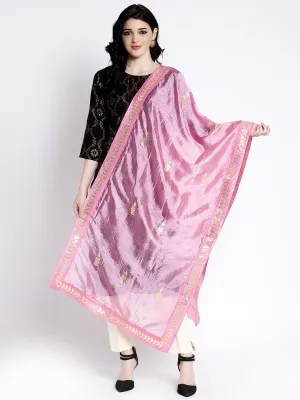 Women'S Baby Pink Gotta Patti Silk Dupatta