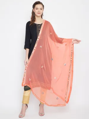 Women'S Peach Gotta Patti Chiffon Dupatta