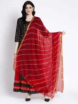 Women'S Red Printed Kota Cotton Dupatta